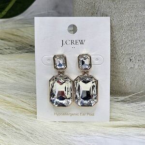 J.Crew nwt Crystal drop statement pierced earrings hypoallergenic posts sparkle